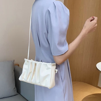

2020 Casual Solid Folds Shoulder Bags Women Ins Armpit Hand Bag and Purses Designer PU Leather Handbag Ladies Crossbody Pack