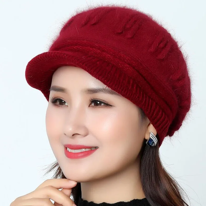 Snapback женские вязаные шапки с кроличьим мехом Beanie Осень-зима женские модные женские береты Skullies берет шляпа