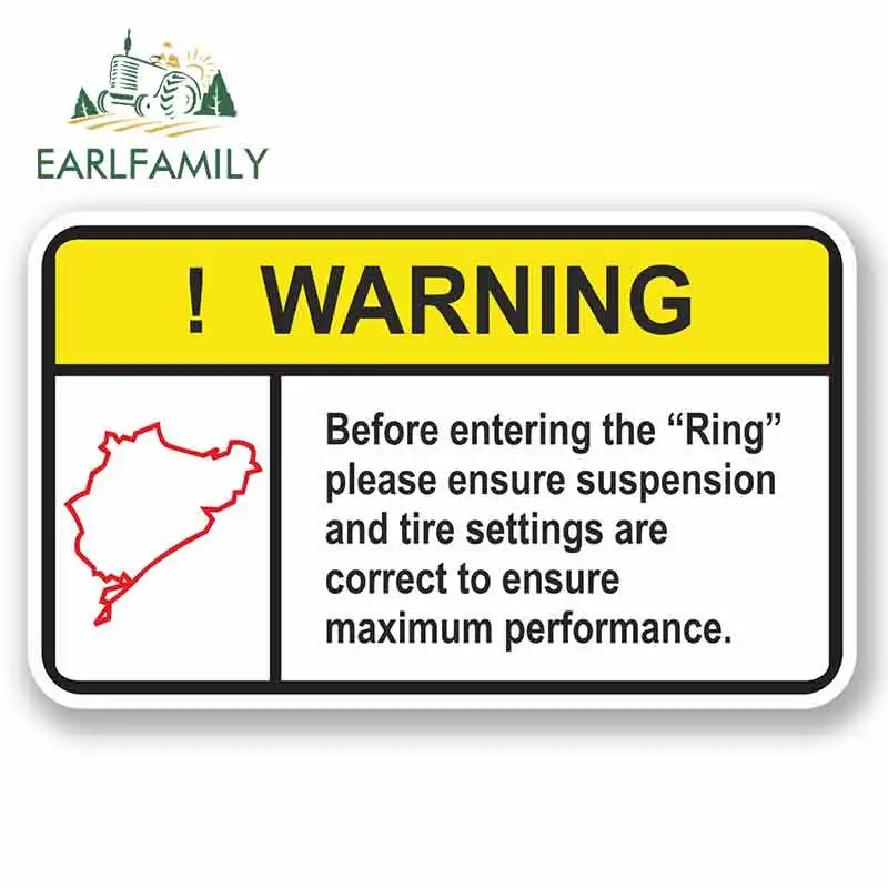 EARLFAMILY 13cm x 8.2cm Car Stickers Nurburgring Warning Vinyl Sticker iPad Laptop Drift Dub JDM Graphic | Автомобили и мотоциклы