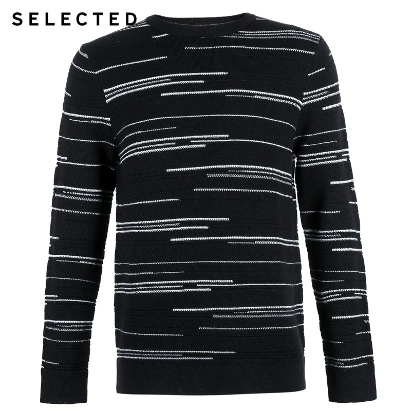SELECTED Men's Winter Striped Woolen Knit New Wool Sweater C|419124519