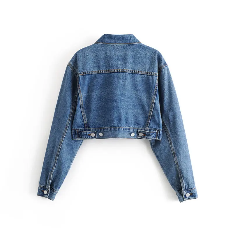 

Europe And America WOMEN'S Dress 2019 Spring And Autumn New Style Double Pocket Short Version Jeans Coat Women's B9294