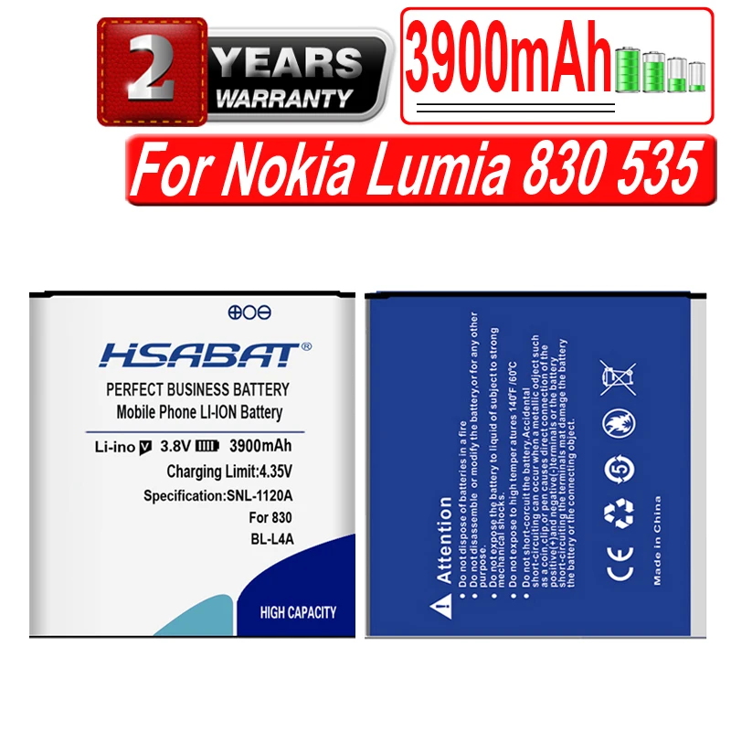 HSABAT Новый 3900 мА/ч BV-L4A батарея чехол с подставкой и отделениями для карт Nokia Lumia 830 535