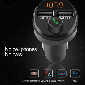 

TIOODRE Car Bluetooth 5.0 FM Transmitter Dual USB Fast Charger Hands-Free Phone Audio Receiver Automatic MP3 Player Universal
