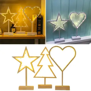 

LED Desk Night Light Christmas Tree Love Heart Star Shape Home Decoration Cute