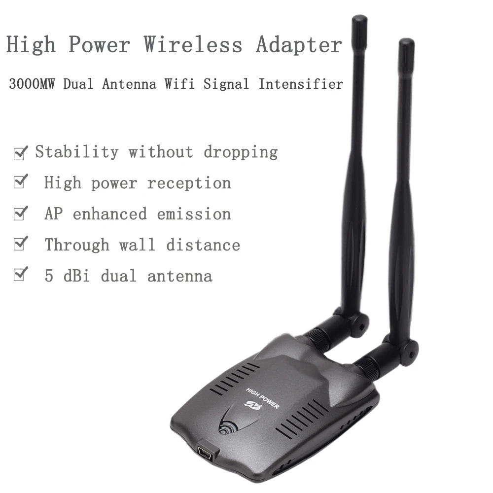 BT-N9100 Beini USB Wifi адаптер беспроводная сетевая карта Ralink 3070 Высокая мощность 3000 МВт двойная антенна