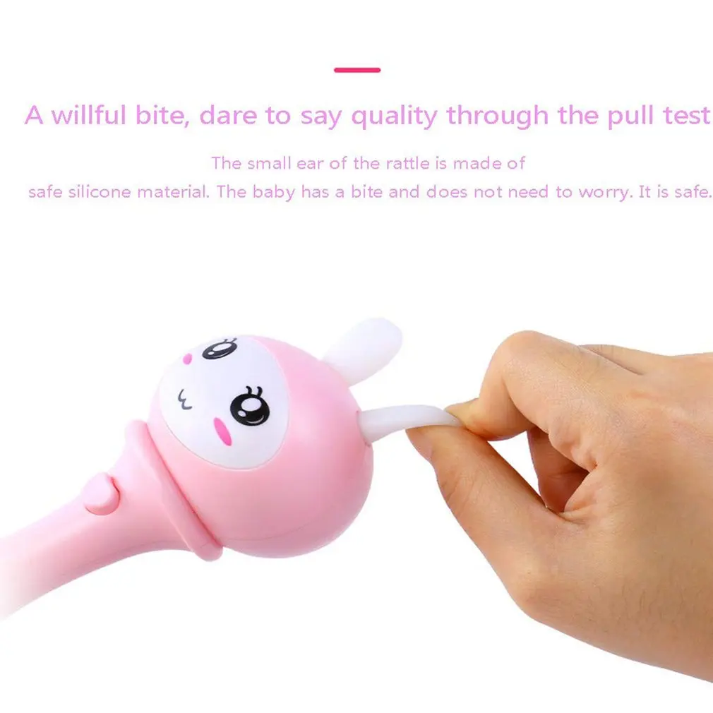 Baby Bunny Music Play Hand Bells Electronic Rattle Toy Cute Bunny Plastic Musical Instrument Toy BPA Free Battery Operated Toy