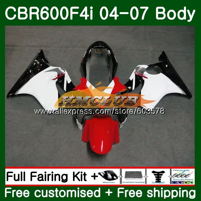 Комплект для HONDA CBR 600F4i CBR600 FS CBR 600 F4i 04 05 06 07 71CL. 1 топовое покрытие красный, белый CBR600F4i CBR600 F4i 2004 2005 2006 2007 обтекатель