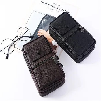 

LKEEP 2019 New PU Leather Vintage Waist Packs Men Travel Waist Bag Mobile Phone Pouch Fanny Pack Belt Loops Hip Bum Bag