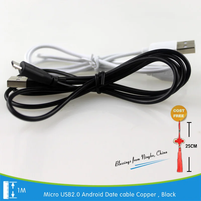 2 шт. 1 м черный Micro USB2.0 Android кабель для передачи данных бескислородный медный проводник ПВХ с REACH/ROHS для всех ячеек Android линии передачи данных - Цвет: Черный
