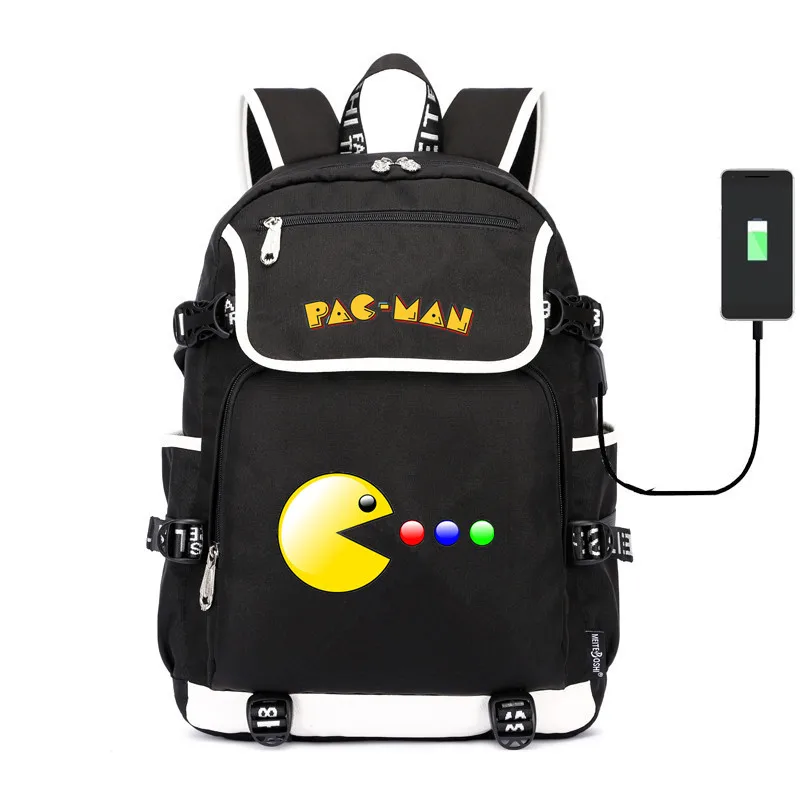 Pac Man Amumu печать школьные сумки из холщовой ткани, рюкзаки зарядка через usb сумка на плечо ноутбук дорожная сумка рюкзак для подростков