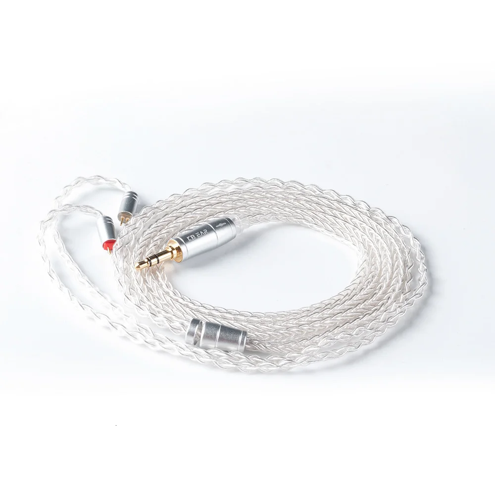 KBEAR 8 Core Upgraded Silver Cable 2pin/MMCX/QDC With 2.5/3.5/4.4 Earphone Cable For ZS10 PRO ZSN/ZSN PRO AS16 ZST