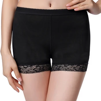 

Women Sexy Lace Briefs Middle Elastic Waist Solid Color Hip Lifter Mesh Transparent Boyshort Female Underwear