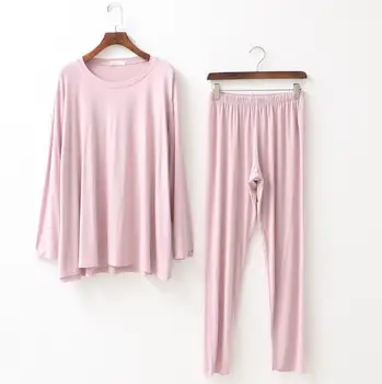 

Large size home clothes new casual pajamas sets long sleeve cotton modal sleepwear suit female pijama autumn winter women set