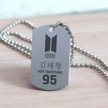 

1 Pcs Kpop Bantan Boys JK RM V SUGA JIN Jimin J-HOPE Letter Logo Tag Stainless Steel Necklace Hot Korean Style Star