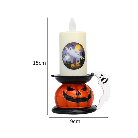 Halloween Pumpkin LED Glowing Candle Light Colorful Candlestick Table Top Decoration Happy Halloween Party Decor For Home