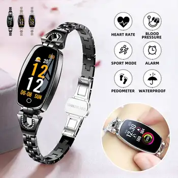 

Smart Watch Women Luxury Waterproof Stainless Steel Sport Wristband Fitness Watch Bracelet Blood Pressure Heart Rate Monitor