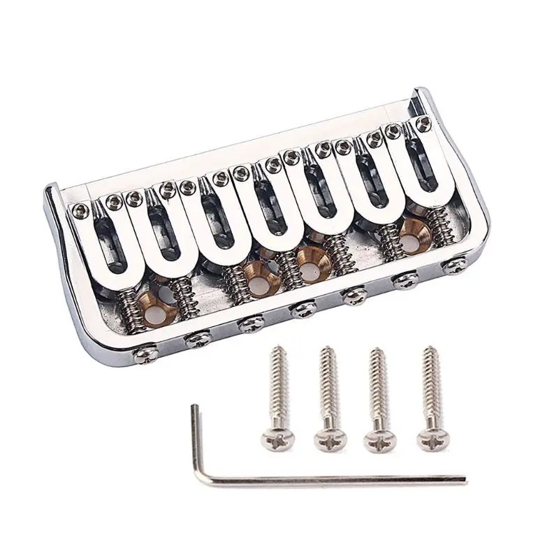 

1 Set 7 String Brass Chrome Saddle Bridge Strain Plate for Guitar Ukulele Music Instrument Replacement