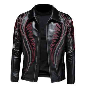 

Autumn Winter Fashion Black Imitation Leather Jacket Men Coats Size XXL XXXL Fashion Casual Mens Motorcycle PU Leather Jackets