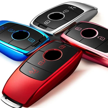 

High Quality Chrome TPU Car Key Case Cover Bag fit for Mercedes Benz A B C E G S M CLS GLA class New Key Shell Protector Chains