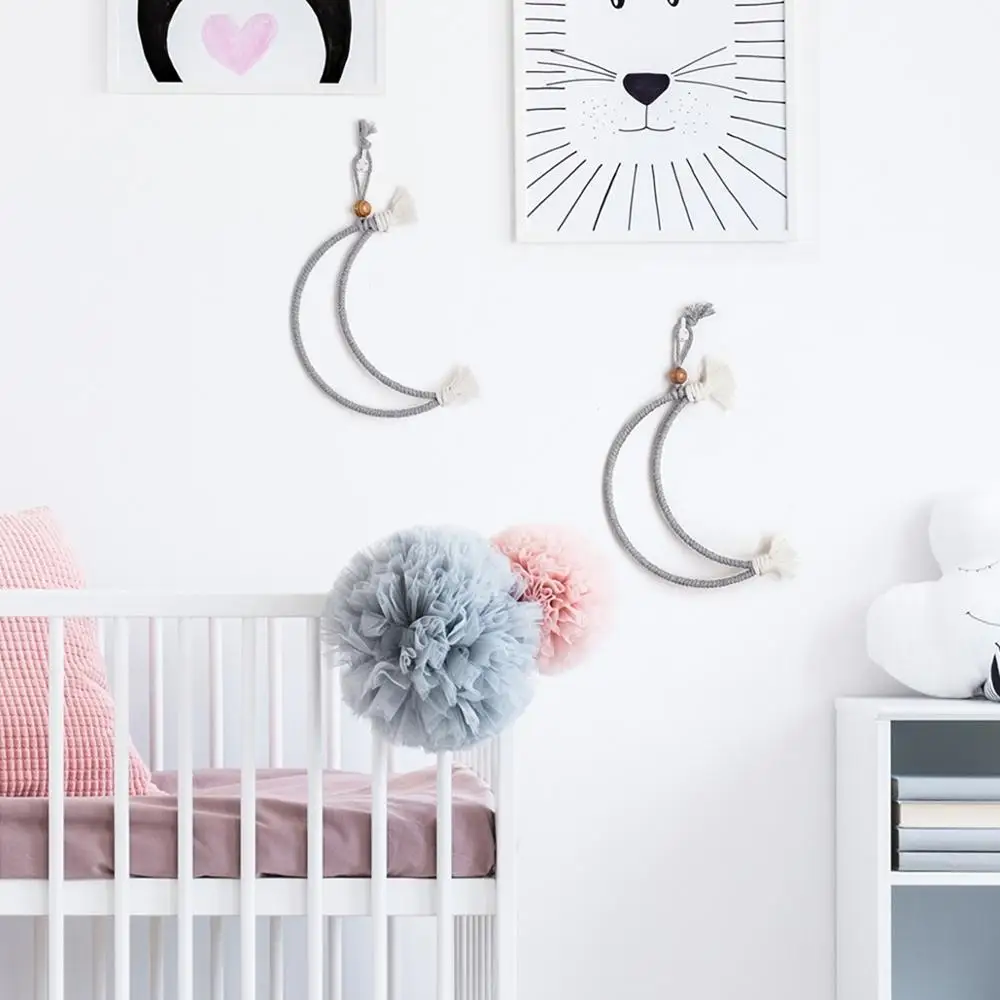 

Ins Creative Knit Moon Dreamcatcher Bohemian Moon Wall Hanging Girl kid Room Decor Dreamcatcher Home Pendant Decoration Ornament