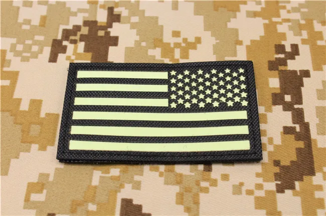 RGHT FLAG BLACK Светящийся в темноте обратный флаг США Америка США обратный патч правая рука Левая армия США ВМС ВВС США Печать Униформа патч значки - Цвет: RGHT FLAG BLACK