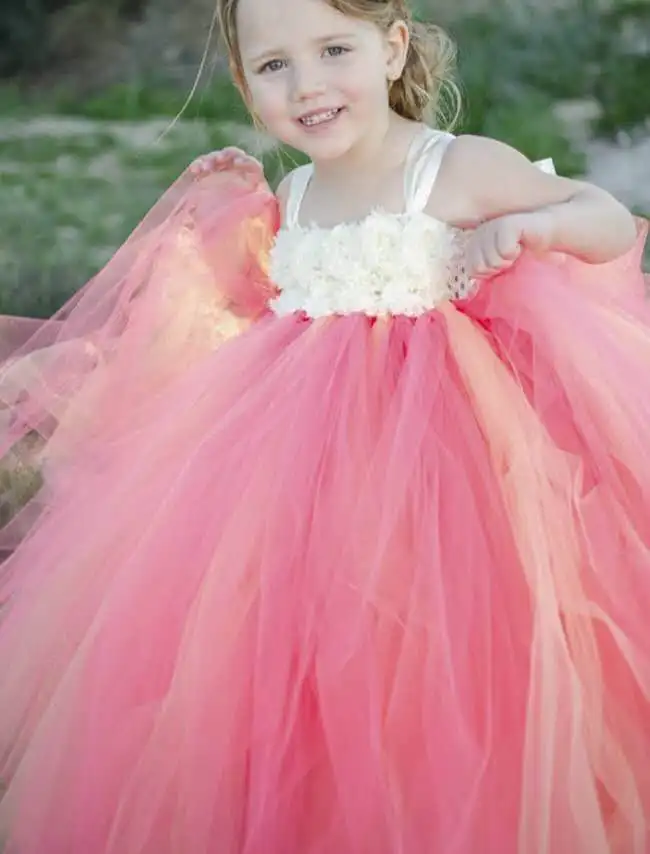 

blue,White,Pink Princess Tutu Dress Tulle Flower Girl Dresses Kids Party Pageant Wedding Dress Children Ball Gown Robe Fille