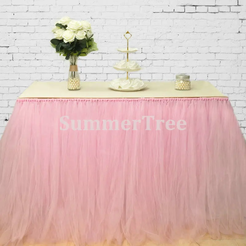 1 м x 80 см тюлевый Юбка для стола Алиса в стране чудес стол пачка плинтус, хороший подарок на день рождения, свадьбу, вечерние украшения - Цвет: Pink