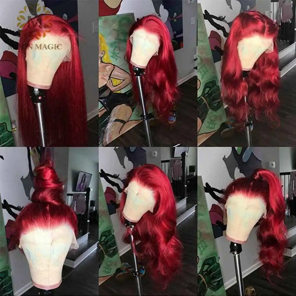 Red Lace Front Human Hair Wigs Full Lace Human Hair Wigs 99J Red Human Hair Wig 13x6 Lace Frontal Wig Pre Plucked Colored