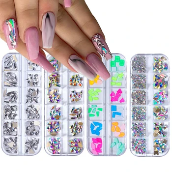 

3D Mix Crystal AB Flat Back Nail Art Rhinestones Glitter Diamonds Tips Decoration Ozdoby Do Paznokci Glue for Stone and Crystal