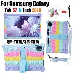 Bolha silicone capa com kickstand para samsung galaxy tab s7 caso SM T870/t875/t878 à prova de choque pop brinquedo tabletwith stylus cinta