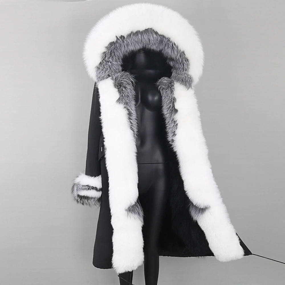

Женская куртка на натуральном меху, теплая Толстая парка с воротником и капюшоном из лисьего меха, повседневная верхняя одежда в Корейском стиле для зимы, 2021