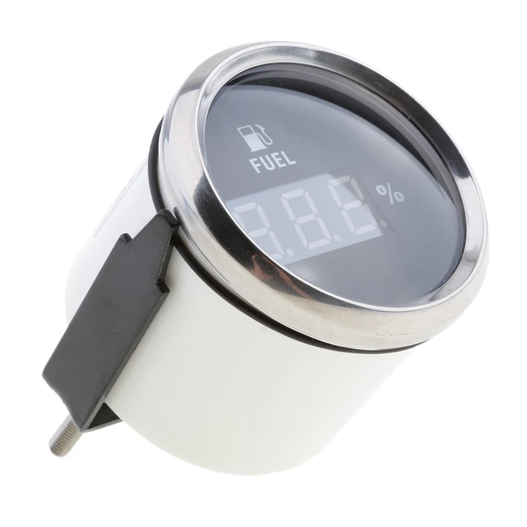 Universal 52mm 2 inch Digital Fuel Level Gauge Meter 0-190 ohm Signal LED Backlight Waterproof