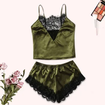 

Women Sexy Bra Sets Deep V Wire Free Bra And Panty Set Satin Lace V-Neck Bowknot Underwear Set Sleepwear Pajamas Lingerie Bras