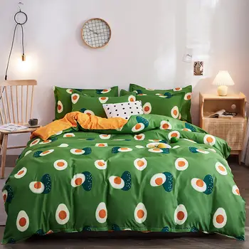 

Reactive printing Avocado home bed set pillowcase duvet cover Bedding set flat sheet bedclothes 3/4pcs queen king full twin size