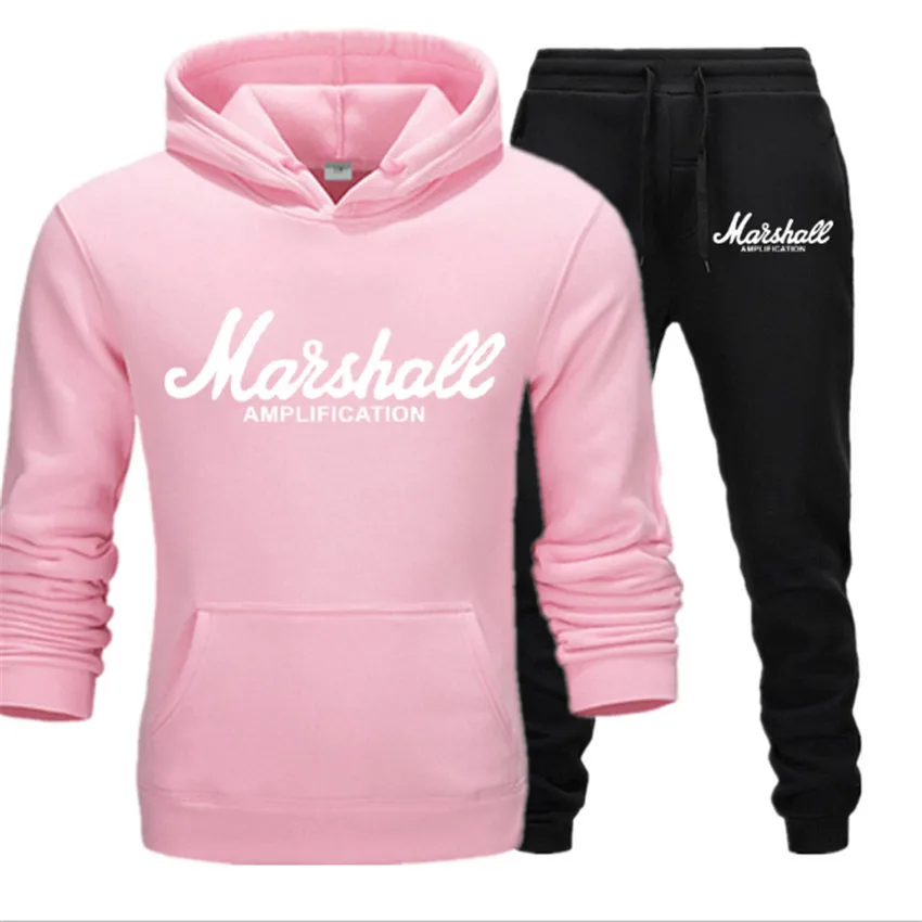 Marshall, спортивный костюм, толстовка с капюшоном, Мужская брендовая одежда, повседневная, хлопок, осень/зима, теплые толстовки, мужской повседневный спортивный костюм, костюм