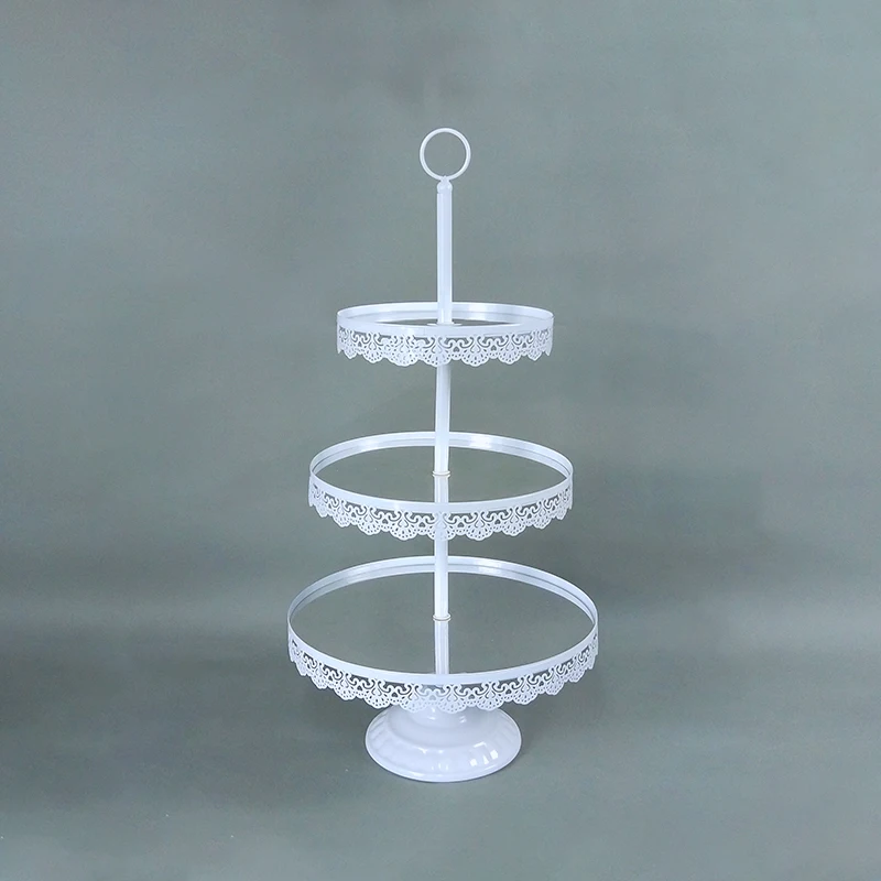 WHITE GOLD Mirror Round Metal Cake Stand Plate Home Wedding Birthday Party