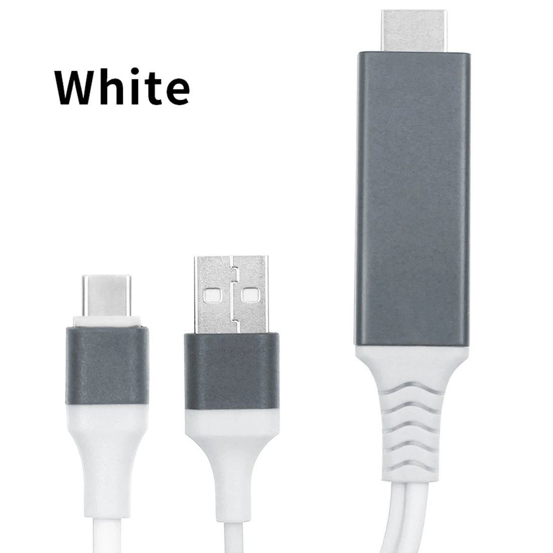 USB 3,1 type C для HDMI 2 м Кабель-адаптер конвертер Ultra HD 1080P 4K зарядка HDTV видео кабель для samsung Galaxy S9/S8/Note 9 - Цвет: Белый