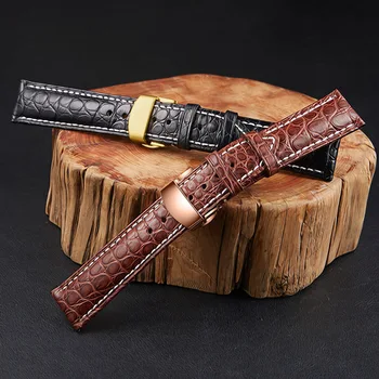 

Luxury American Crocodile Leather Strap For Brand Wristwatches Men 14mm 22mm Alligator Genuine Leather Watch Band Black Brown