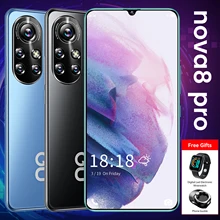 Nova 8 Pro – Smartphone double Sim débloqué, téléphone portable, écran HD de 6.8 pouces, Smartphone, mémoire de 12GB et 512GB, ROM de 32 + 50MP