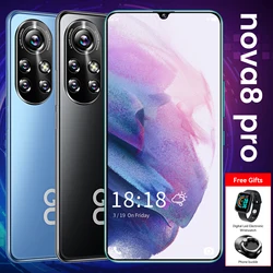 Nova 8 Pro – Smartphone double Sim débloqué, téléphone portable, écran HD de 6.8 pouces, Smartphone, mémoire de 12GB et 512GB, ROM de 32 + 50MP 