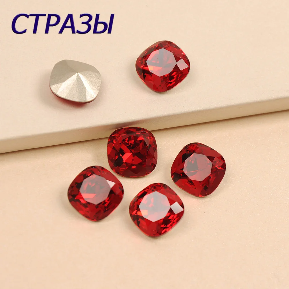 

4470 Strass Cushion Cut Siam Pointed Crystal pointback Sew On Crystals Claw Rhinestones For Craft Jewelry Garment