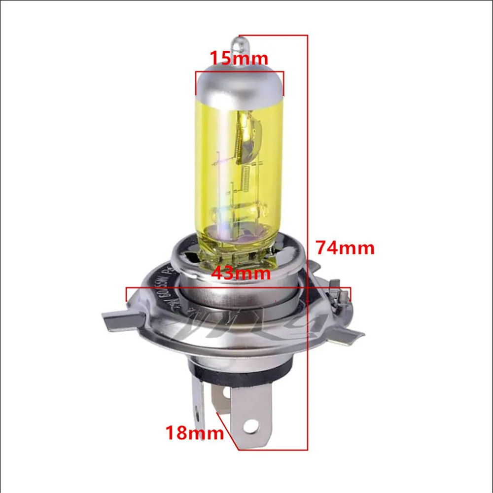 2 шт 12V H4 55W желтые Противотуманные фары галогенные лампы мощный налобный фонарь фары автомобиля голова Авто 60/55W 100W 3000K