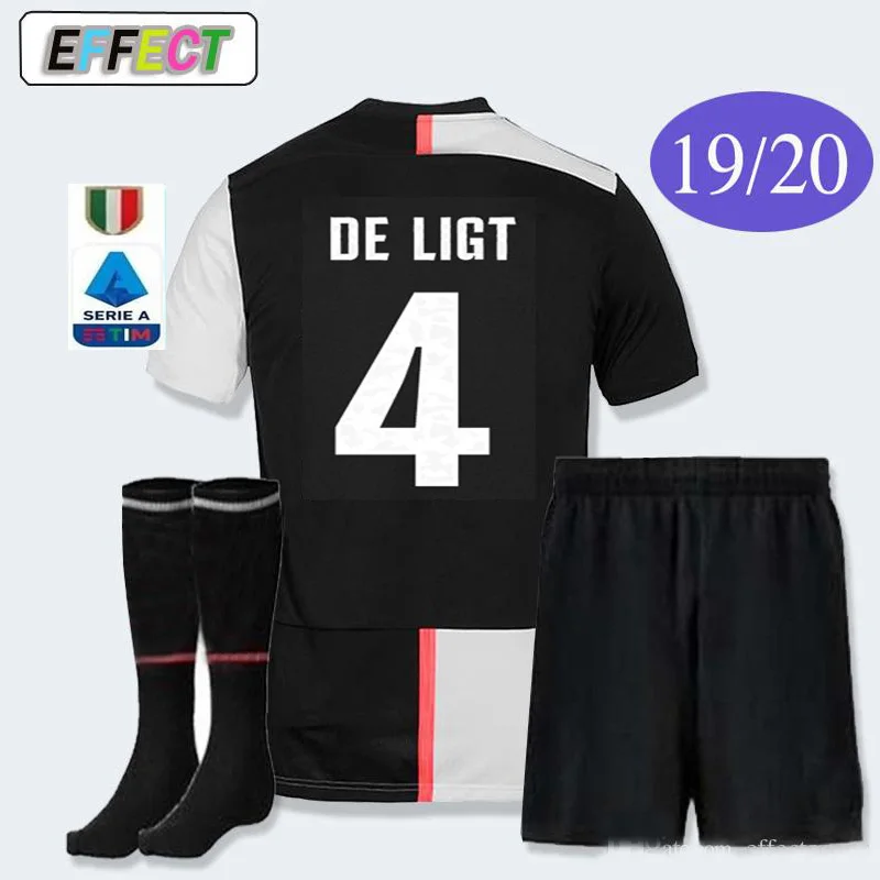Горячая Распродажа juve Serie A patch soccer jersey DE LIGT Ronaldo комплект для взрослых+ носки футболка для футбола размер S-2XL - Цвет: Home