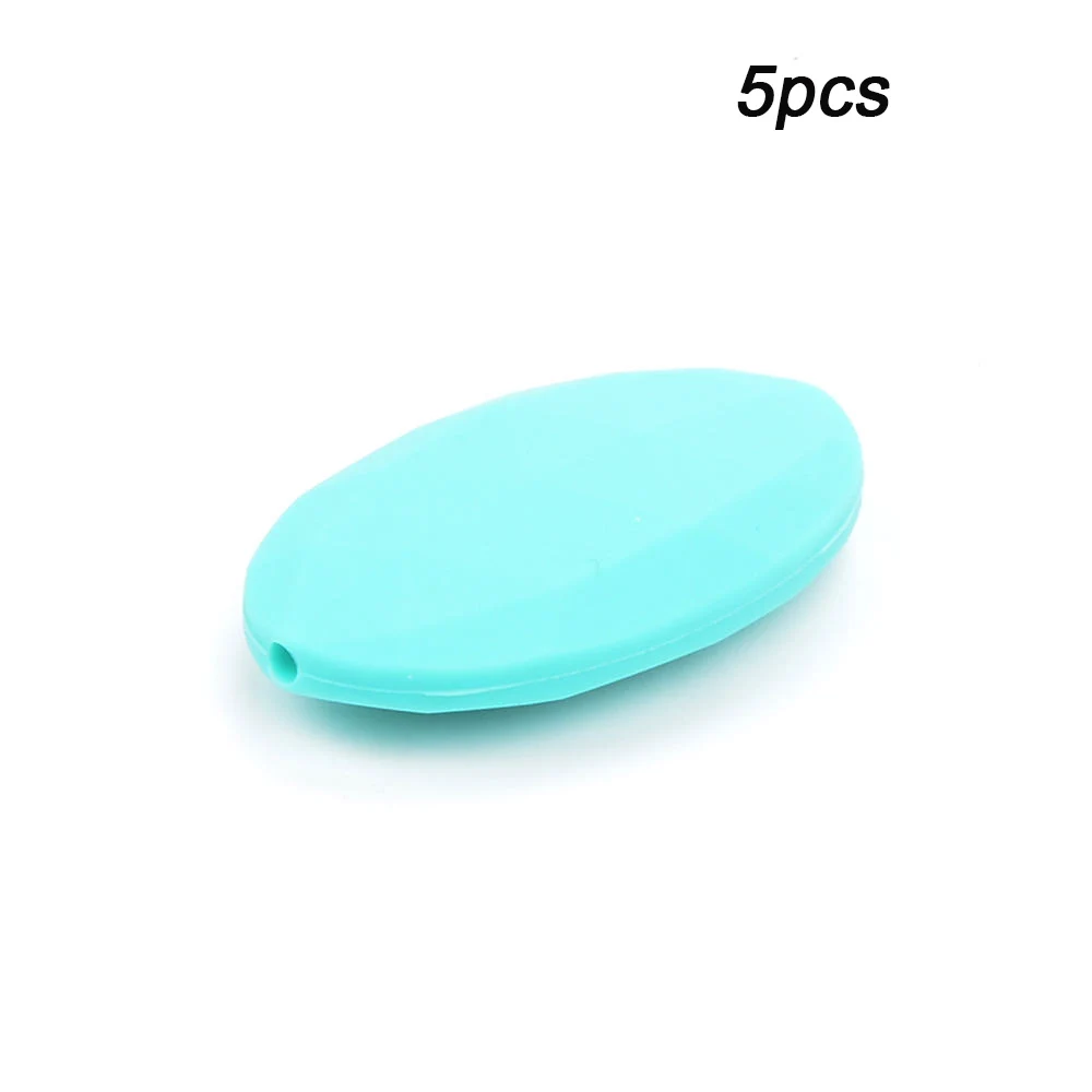 turquoise LOFCA 5 шт. силиконовые бусины BPA бесплатно плоские овальные формы детские трофеи бусины Прорезыватели игрушки аксессуары для детей жевательные свободные бусины - Цвет: turquoise
