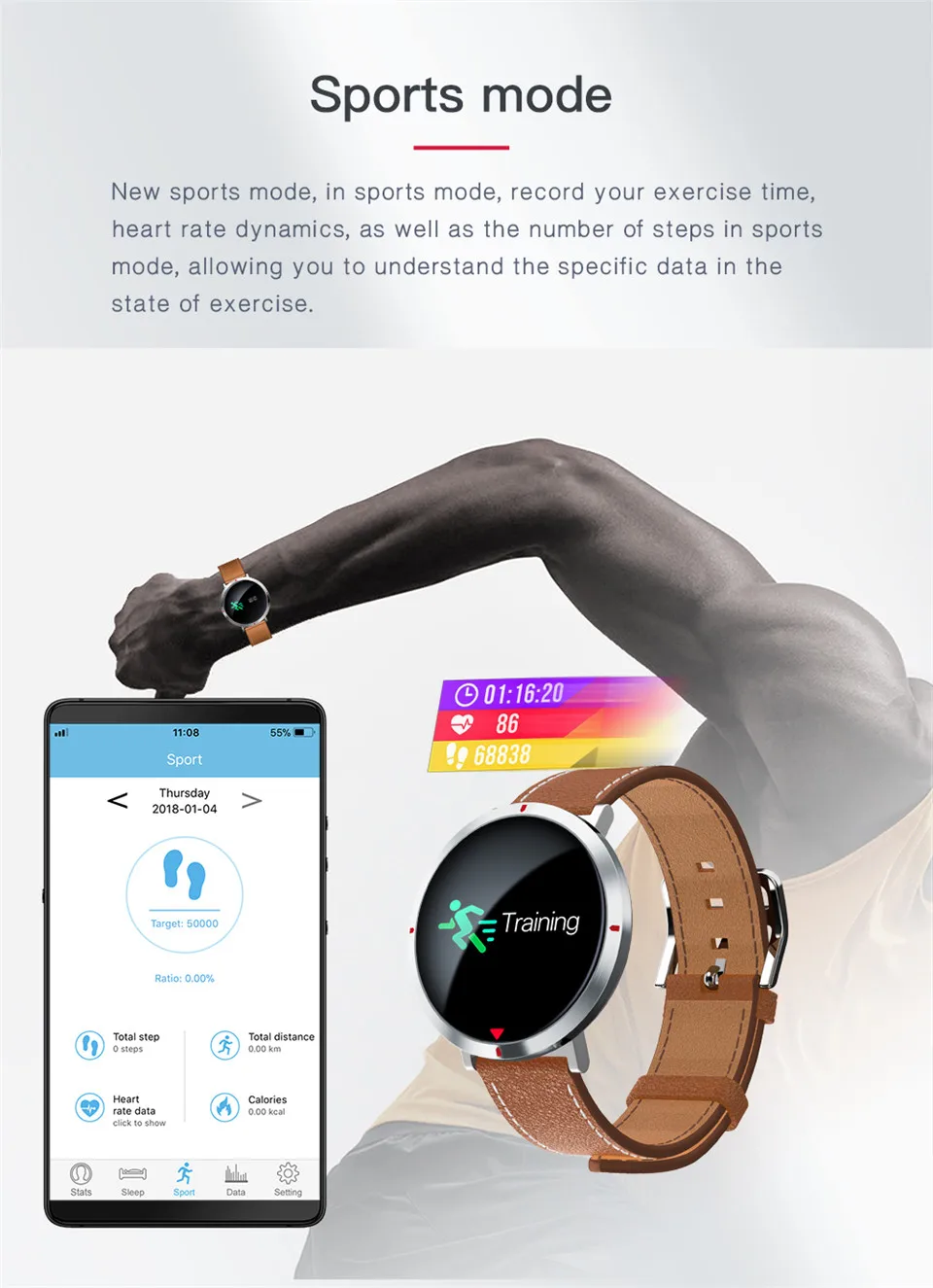 DeaGea S2 Classic Smartwatch Heart Rate Monitor BRIM IP67 Waterproof Fitness Activity Tracker Smart Watch for Android Apple IOS