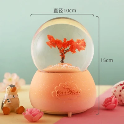 music box autumn Креативная четырехсезонная Миниатюрная модель хрустальный шар Бусик декоративная коробочка аксессуары Цветочное дерево снежное дерево Смола стеклянные фигурки гостиная статуя для декора подарки для студентов Новогодний подарок - Цвет: music box autumn
