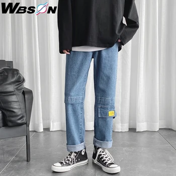 

Wbson Brand Spring New Jeans Men Casual Loose Straight Hong Kong Style Cargo Jeans Men Large Size M-5XL CS-NZ8610
