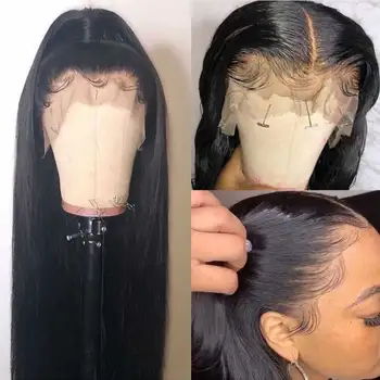 

180% 13x6 Lace Front Human Hair Wigs Pre Plucked Remy Invisible Transparent Brazilian Straight Lace Front Wig For Black Women