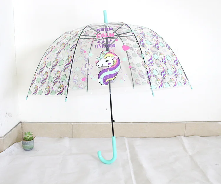 Детский зонтик с единорогом, Прозрачные Зонтики, детский лазерный Зонтик, Милый мультяшный альпака, зонты для девочек, Сакура, Прямая поставка - Цвет: as  picture