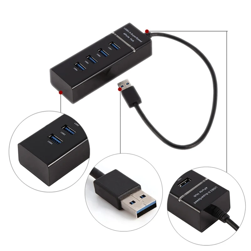 4 порта Высокоскоростной USB 3,0 концентратор портативный мульти USB порт разветвитель для поверхности MacBook Air профессиональный принтер для ноутбука usb-хаб